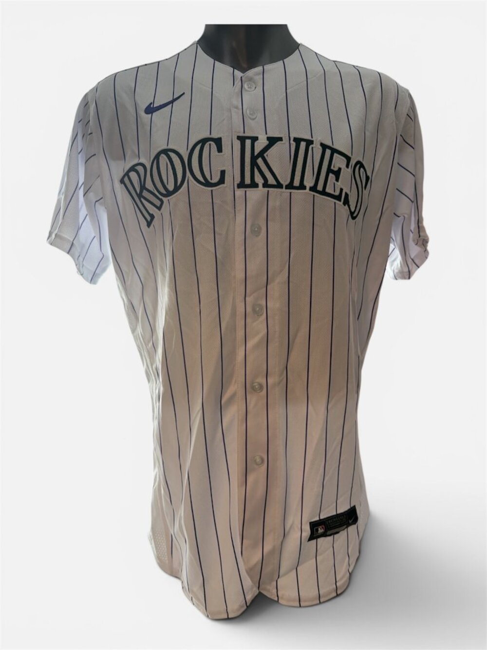 New Nike Authentic Colorado Rockies Elite Flex Base Home Pinstripe Jersey 48 MLB
